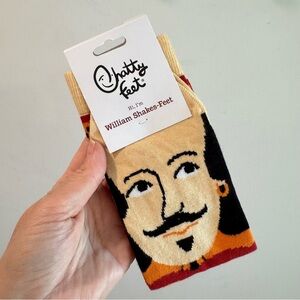 NWT Chatty Feet William Shakes-Feet Novelty Socks Medium‎ US5.5-9.5